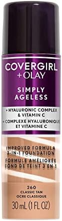 COVERGIRL & Olay Simply Ageless 3-in-1 Liquid Foundation, Classic Tan, 1 Fl Oz (Pack of 1)