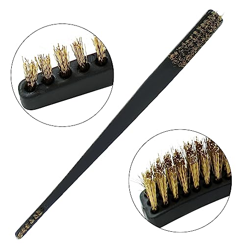 Image of Hitefu 9PCS Mini Wire Brush Set, Nylon + Stainless Steel + Brass | Mini Metal Toothbrush Scratch Wire Bristles, Rust Paint Metal Cleaner
