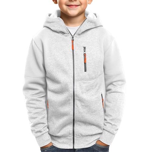 Teen Boys Zip up Ho𝗼dies Plain Thick Cargo Ho𝗼die Sweatshirts Kids Fleece Warm Jacket Fall Winter Clothes3