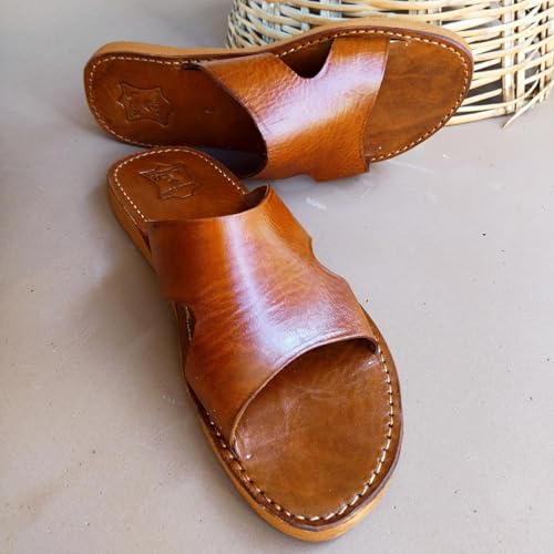 Men's Handmade Brown Leather Sandals, Moroccan Comfort & Style for Men3