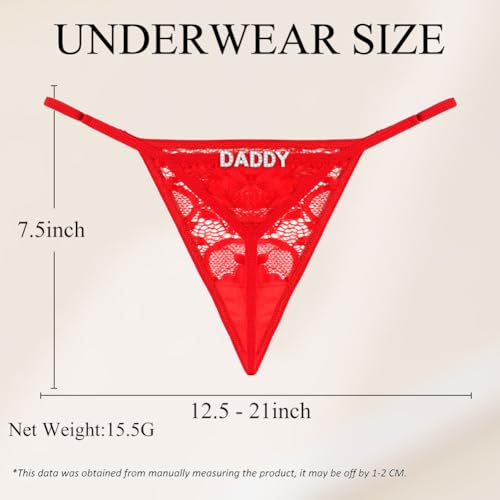 Image of Sexy Underwear for Women, Lace Thongs with Sparkling Letter Charms, Fun and Flirty Panties for Women Sexy