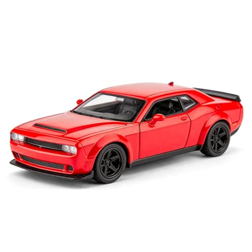 Modelo de coche Dodge Challenger escala 1:36 rojo miniatura 1