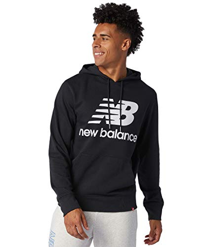 Image of New Balance Men's NB Essentials Stacked Logo Pullover Hoodie, Black, M