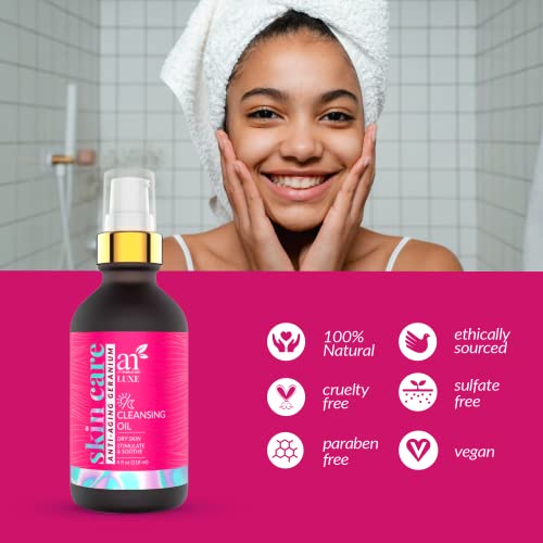 Artnaturals Luxe Cleansing Oil - (4 Fl Oz / 115 Ml) - Anti Aging Pore Minimizer For Facial Acne - Geranium, Avocado, Argan - Natural Cleansing Oil - Dry Skin Types #TOP3