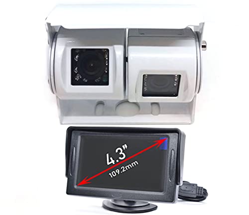 Dolphin Automotive Motorhome Van Dual Twin 12v Commercial Reversing Reverse Rear View Parking Camera (Camera With 4.3″ Dash Monitor)