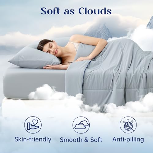 Dream Valley Outlast® Twin Cooling Comforter, NASA-Grade Instant Cooling Blanket for Hot Sleepers, Luxurious Comforter for All Season, Cool Grey, 60"x80" — view 5
