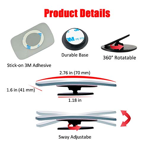 Espelho de ponto cego retangular, vara sem moldura de vidro HD no espelho retrovisor convexo amplo a