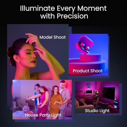 Image of HIFFIN PL-50W Portable RGB Video Light | 50W Power | 2500K-9000K Adjustable Color | 7000mAh Battery | 24 FX Modes | 6600lux Brightness | CRI 95+ | Type-C Charging | Perfect for Photography & Video