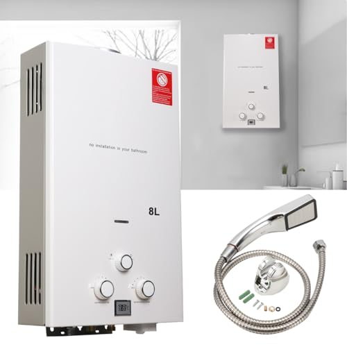 ECUTEE Chauffe eau gaz 8L 16 kW Propane Chauffe eau instantané Gas Tankless Chaudiere avec pommeau...