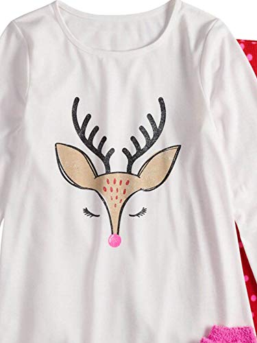 Girls White Reindeer Christmas Pajama set Holiday Sleep Set2