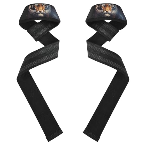 Nander Fierce Tiger Wrist Straps for Weightlifting,Lifting Straps with Neoprene Cushioned Wrist Padded and Anti-Skid Silicone for Strength Training,Bodybuilding,Deadlifting