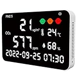 Langkou Air Quality Monitor Indoor 6-in-1 PM2.5 Carbon Dioxide Detector Temperature and Humidity Meter with CO2 Alarm NDIR Sensor Air Quality Tester Kit for Home School Office Hospital-16in