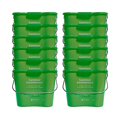 Image of San Jamar Kleen-Pail Pro Detergent Pail Cleaning Bucket with Bail Handle for Cleaning, Kitchens, Restaurants, And Janitorial Use, Plastic, 8 Quarts, Green, (Pack of 12)