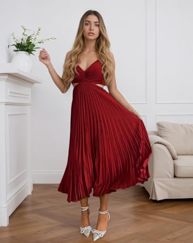 V Neck Pleated Satin Bridesmaid Dresses for Wedding Corset A Line Long Formal Dress JQGB0013