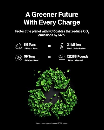 Belkin Eco Câble USB-C vers USB-C avec gaine tressée, 2 m, 240 W, doux au toucher, souple, Câble de recharge rapide, pour iPhone 16, Galaxy S25, Pixel 9, MacBook, iPad Pro, etc. - Noir (USB 2.0)