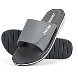 ZOKSOVE Men's Adjustable Slide Sandals - Comfortable Foam Strap Slides - Open Toe Beach Sandals for Men - Lightweight Slide on Walking Sandals - Grey 10