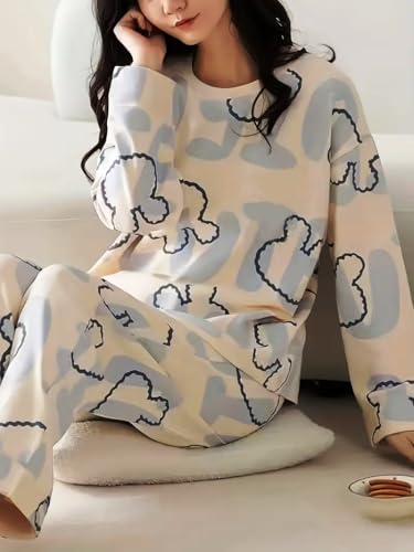 Image of GLASGO Women's Cotton Pajama Set with Top & Pants|| Korean Night Suit|| Lightweight Printed Set || Soft & Comfy Sleepwear for Girls & Women || LNS-3-$