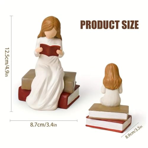 Figurine ange lecture sur une étagère de salon ou une table de chevet - 7