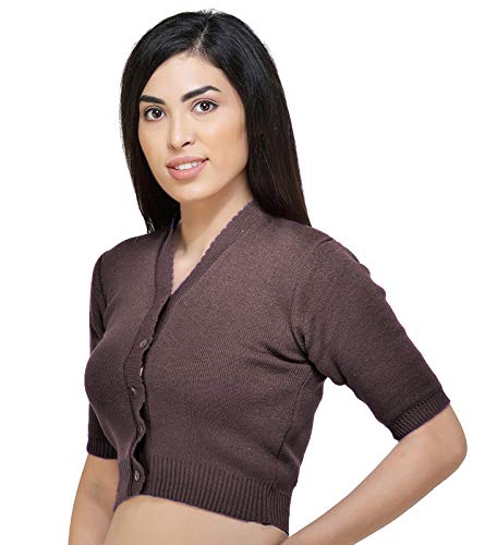Image of Women Winter Wear V-Neck Half Sleeves Regular Fit Woollen Blouse