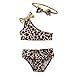 Chollius Costume da Bagno Bambina Estivo 2 Pezzi Bikini Top Monospalla + Slip con Stampa Leopardata Swimsuit per Spiaggia Mare 1-6 Anni