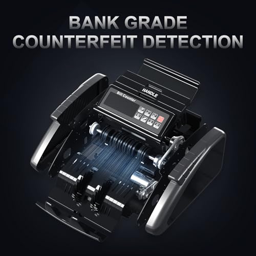 Image of LOLARAN AL1000 Money Counter Machine with Value Counting for USD & EUR, UV /MG /IR /DD /DBL /HLF /CHN Counterfeit Detection, LCD Display, Count /ADD /Batch /AUTO /Manual Modes, 1,300 Notes /Min