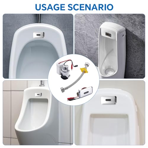 Image of Serplex Wall Mounted Stainless Steel Automatic Urinal Flush Sensor Set for Public Toilet, Home, Office, Bathroom with Dual Power Supply Mode Chrome Plated