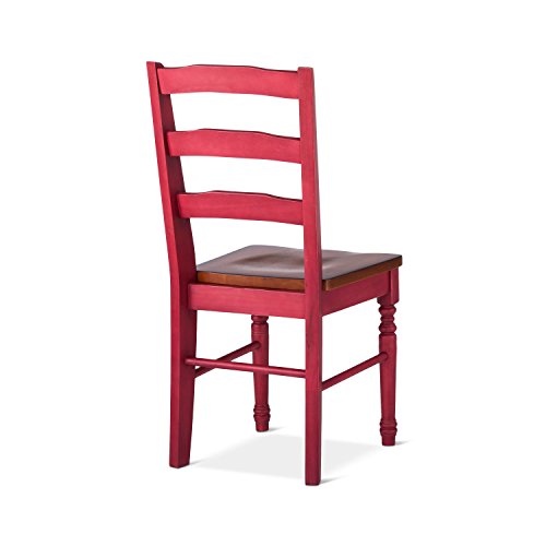 Image of Aprodz Solid Wood Red Bruges Dining Chairs for Living Room | Set of 2 Wooden Chair