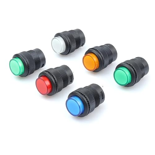 Interruptor R16-503 autobloqueo de 16mm redondo naranja de 2 pines para cuadros eléctricos 4