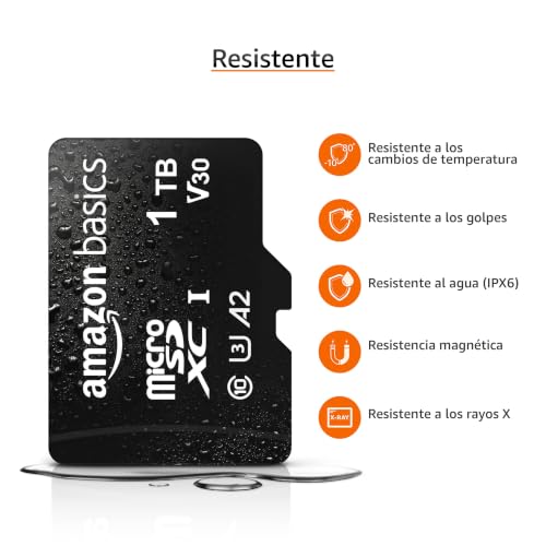 Miniatura 4 de Amazon Basics Microsdxc, 1 Tb, Con Adaptador Sd, A2, U3, Velocidad De Lectura Hasta 100 Mb S, Negro