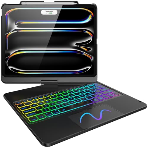 FUWANG Touch Keyboard Case for iPad Pro 13 inch (M5/M4) 2025/2024, 360° Swivel for iPad Pro 13 inch Case with Keyboard, 7 Colors Backlit with Multi-Touch Trackpad Keyboard Case for ipad pro 13 Inch