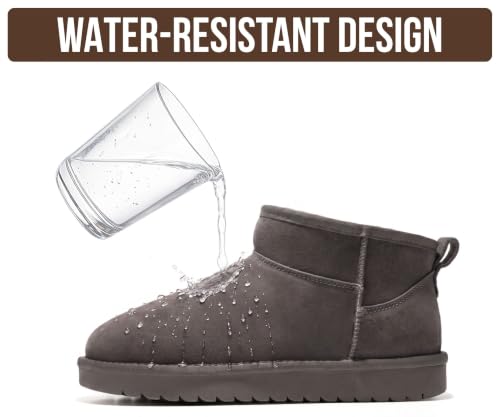 Image of 100% Genuine Leather Womens Boots Fur-Lined Booties Ankle Boots for Women