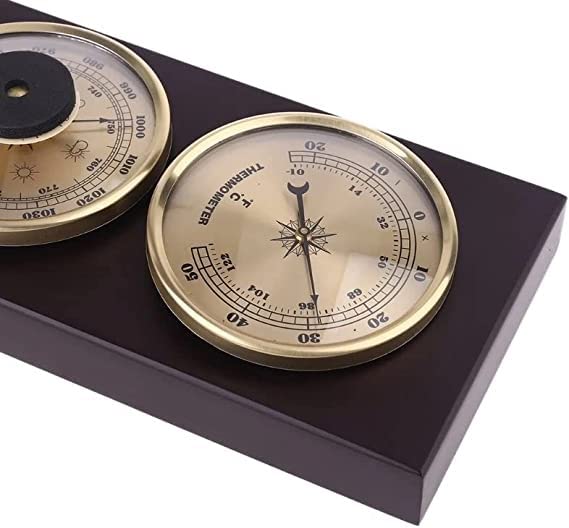 Stazione meteorologica 3 in 1 con termometro, barometro e igrometro da Parete con Base in Legno