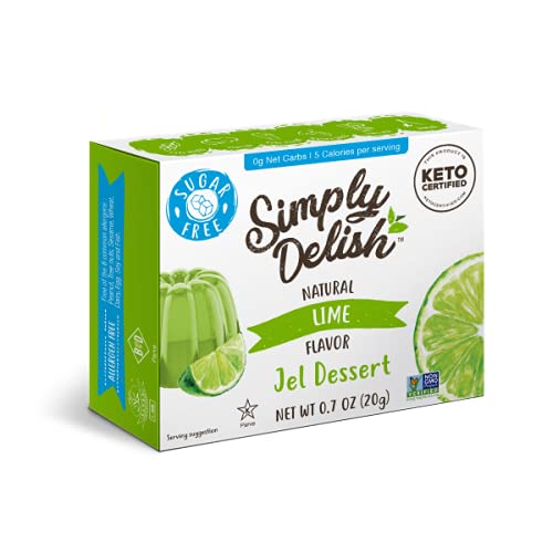 Simply Delish Natural Lime Jel Dessert - Sugar Free, Non GMO, Gluten Free, Fat Free, Vegan, Keto Friendly - 0.7 OZ (Pack of 6)