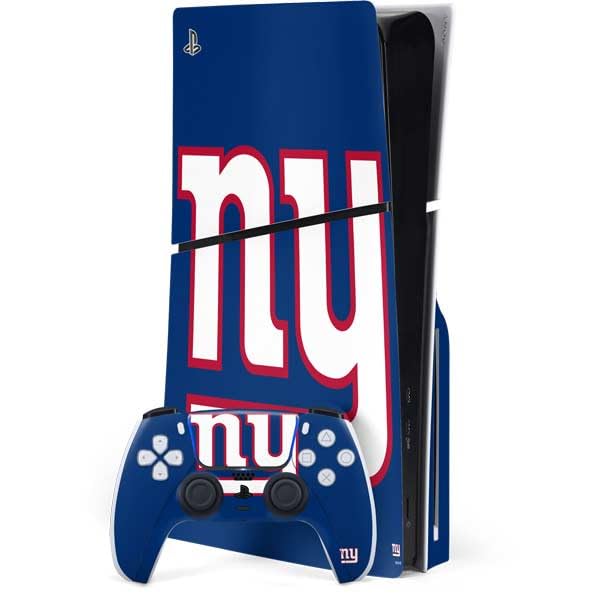 Skinit Decal Gaming Skin Compatible with PS5 Slim Disk Bundle - Officially Licensed NFL New York Giants Large Logo Design