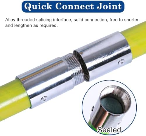 High Voltage Insulation Extension Pole with Rainproof Rubber Cap, 10kV 3.0m (10') Power Switch Operating Rod for Electrical Maintenance & Failure Recovery - 3 Sections