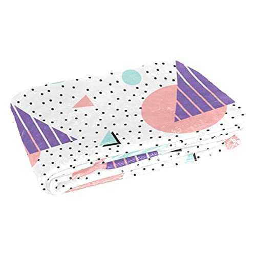 Couverture douce et chaude Memphis à motif triangles blanc 150x100 cm