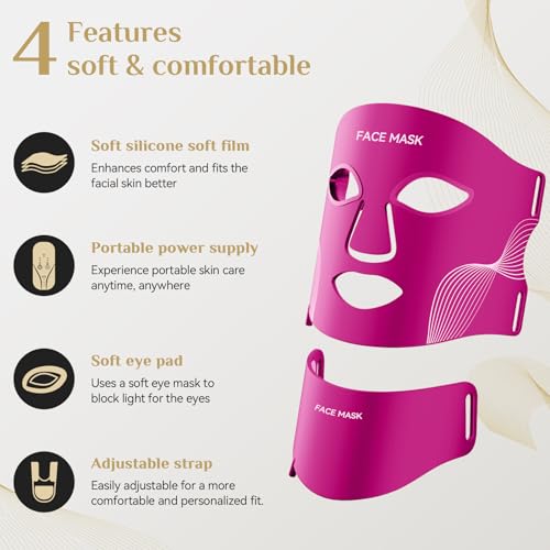 Image of Red Light Therapy for Face, LED Light Therapy Mask Skin Care Mask & Neck, LED Red & NIR Light Therapy Wavelength for Home Use, Working Travel Yoga Sleep