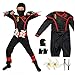 skyllc Ninja Costume Kids, Boys Ninja Cosplay Set con Guanti Freccette a baionetta - per Giochi di Ruolo Halloween Festa di Natale Carnevale, Taglia S