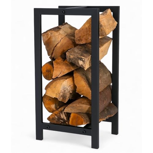 idooka Large Rectangular Log Storage Firewood Industrial Black Finish Stylish Metal Finish Firewood...