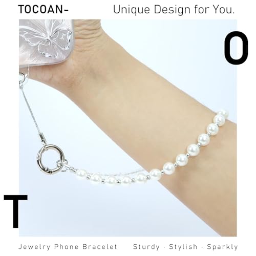 Tocoan Smartphones Charm Wrist Strap with Tether Tab, Detachable Anti-Theft Smartphones Charms Strap, Hands-Free Decorative Smartphones Chain Lanyard for Women Girls, Compatible with Most Smartphones