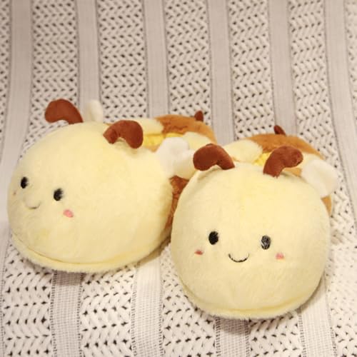 Women's animal slippers cute bee, rabbit plush slippers warm home slippers3