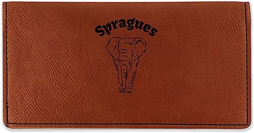RNK Shops Personalized Elephant Leatherette Checkbook Holder - Single Sided