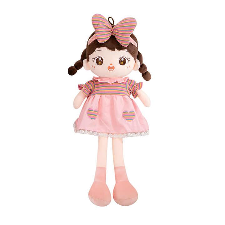 Image of Cotton Bow Band Princess Doll Cute Cuddly Baby Girl Soft Rag Plush Toddler Plush Toy Ragdoll Princess Sleeping Partner Doll Cuddly Doll for Girls