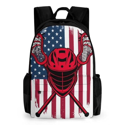Lacrosse American Flag Travel Laptop Backpack Business Anti Theft College Computer Bag Gift for Men & Women
