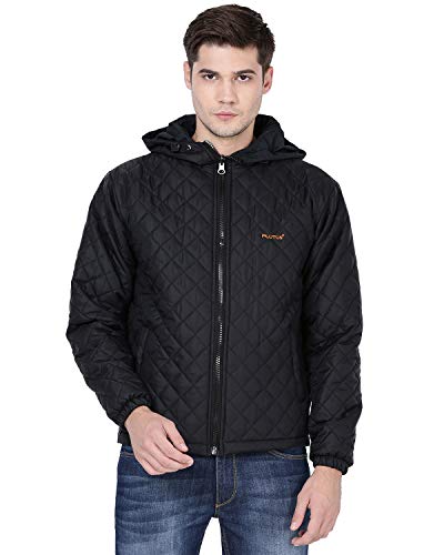 Image of Plutus Mens Solid Hooded Bomber Jacket