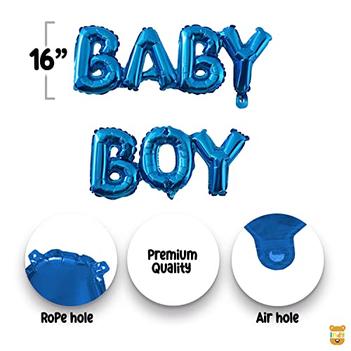 Image of Just Party Set Of 41 Pcs -15 White,Blue Pastel Balloons, 1 Bottle, 2 Blue Star Foil Balloon, 1 Blue Foot, 8 Letter Baby Boy Balloon For Kids Birthday Party Theme Decoration Kit
