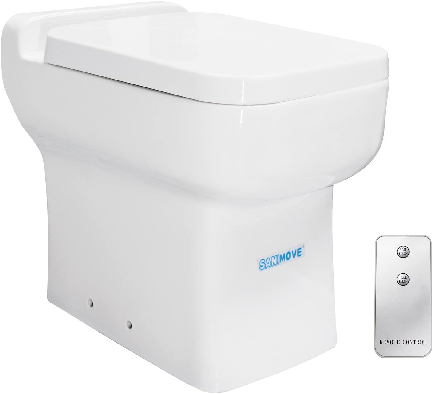 One Piece Macerating Toilet with 600watt Macerator Pump Built into the Base, Compact Toilet for