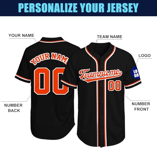 Image of Custom Baseball Jersey Personalized Stitched or Printed Name Number Baseball Shirt Sports Uniform Gifts for Men Women Youth