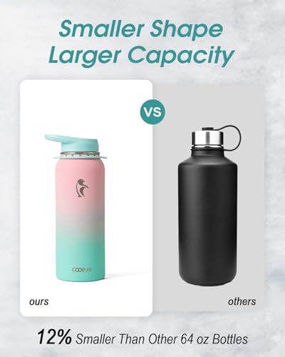Image of Coolflask 40 oz Water Bottle Insulated Stainless Steel with Strap