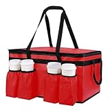 Bolsa de transporte de aislamiento eficiente con hebilla de seguridad y dos cremalleras para un transporte seguro (rojo)